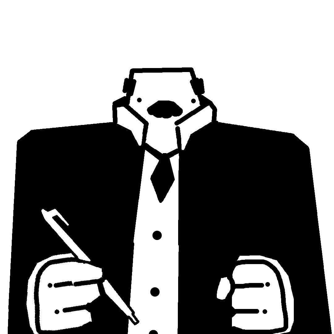 Large boss wearing a suit